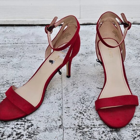 Nine West Women Heel Sandal Red Textile Upper Shoes Size 10M - Picture 4 of 11